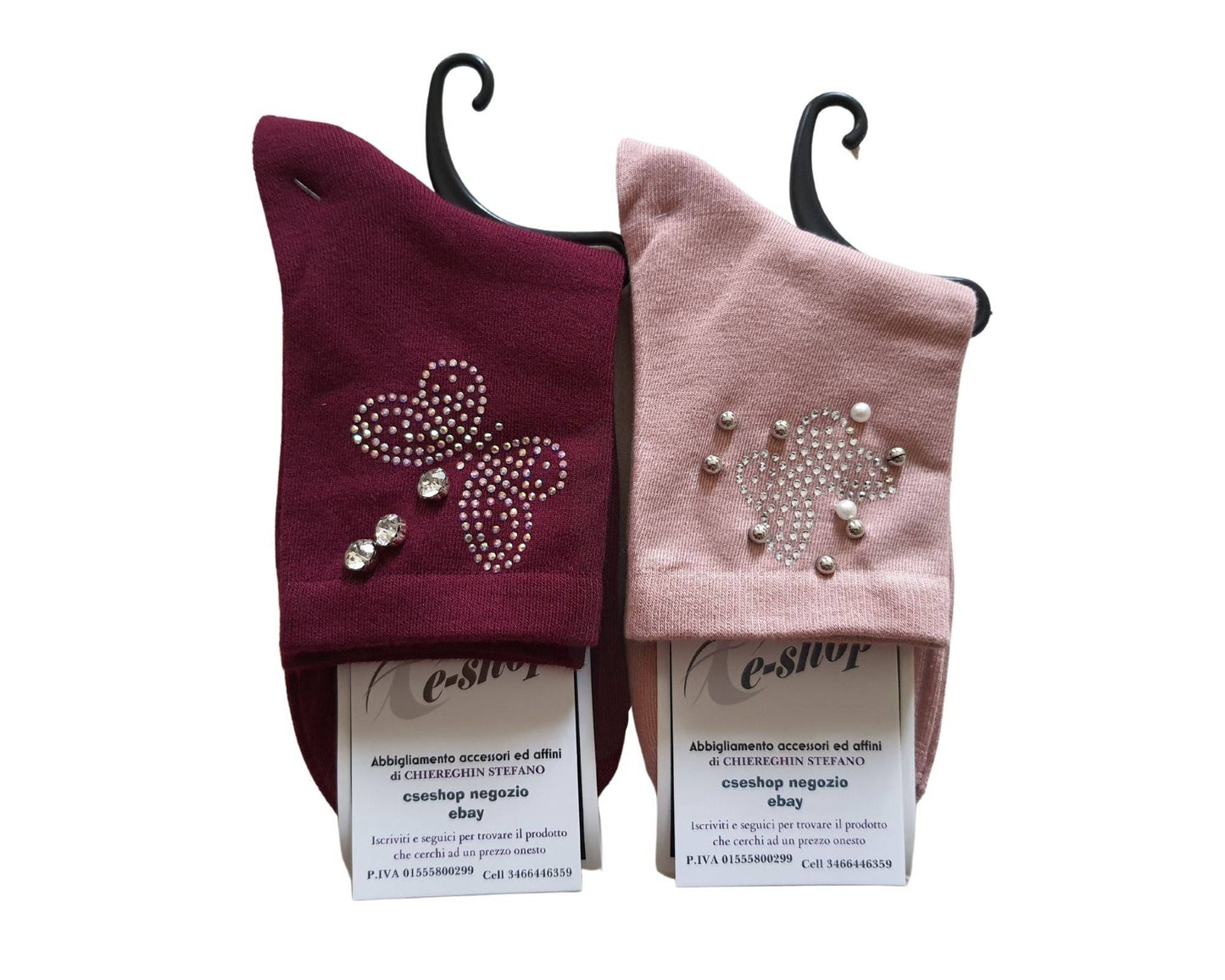 Calze Calzini Donna decorati Colorati Cotone Farfalla dettaglio