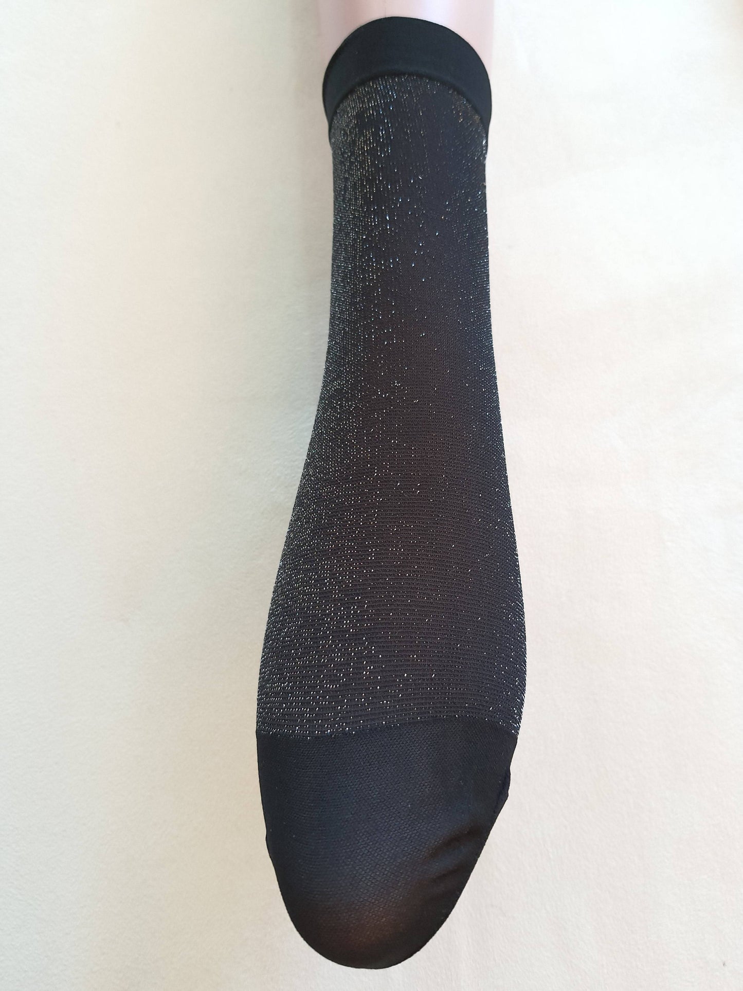 Calzini fantasmini donna 6 paia alla caviglia lurex nero front