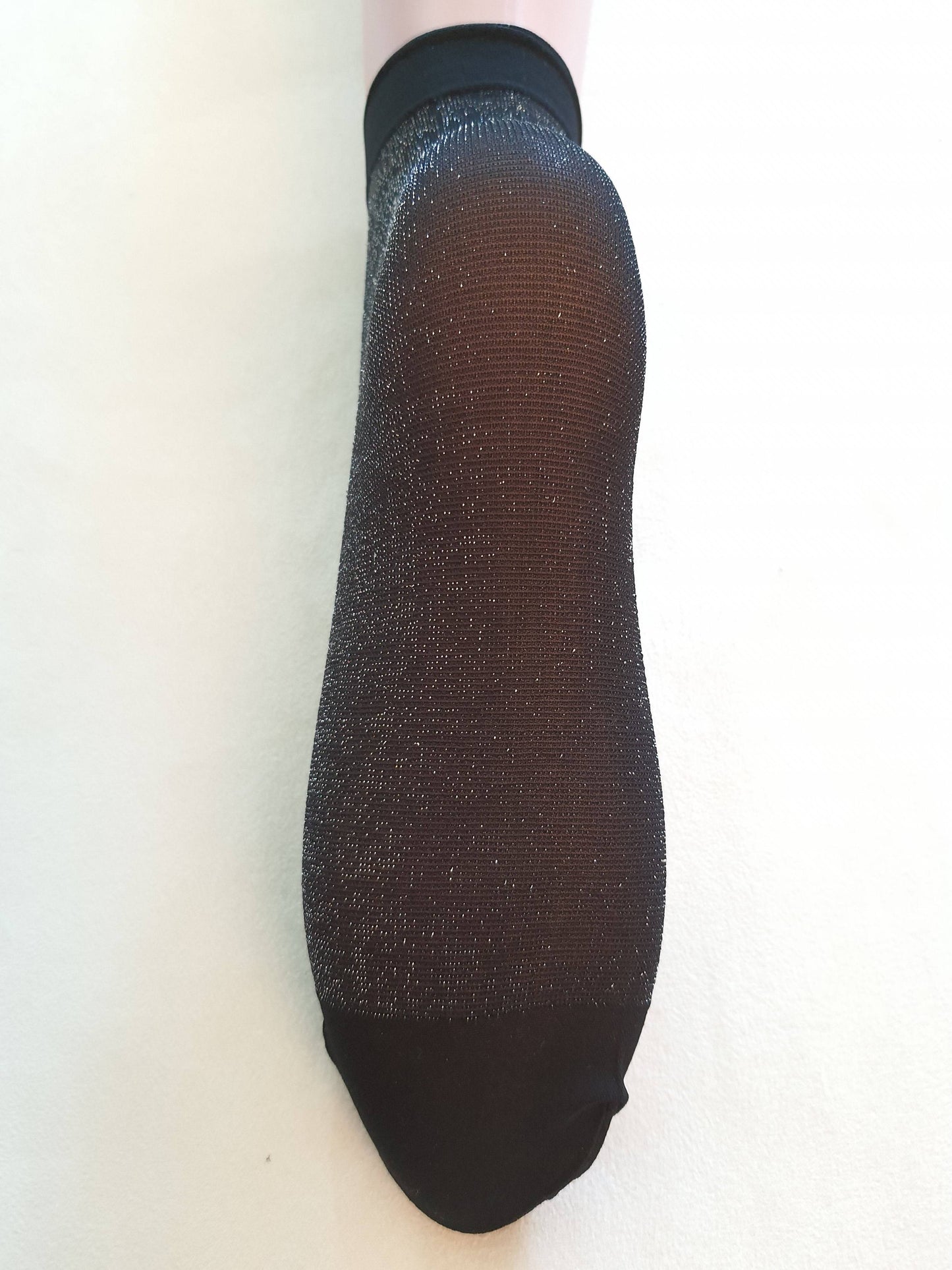 Calzini fantasmini donna 6 paia alla caviglia lurex nero rear