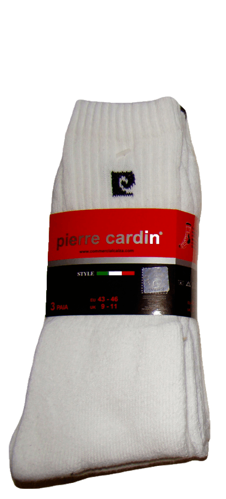 Calzini Uomo Tennis Sport Pierre Cardin 3 Paia Bianco B