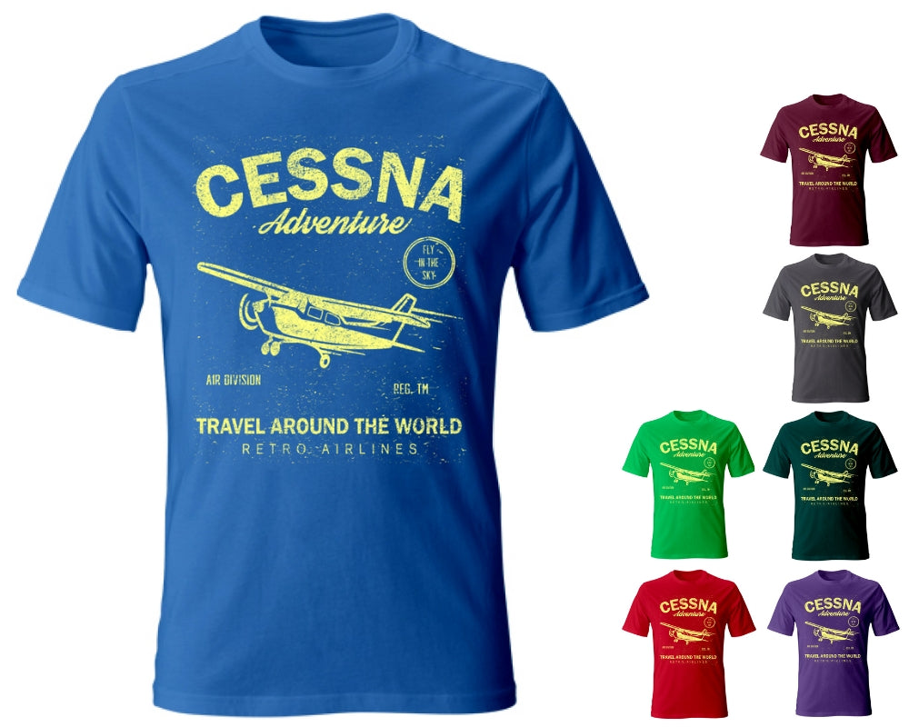 Tshirt maglietta Uomo manica corta vari colori cotone Avventura Cessna