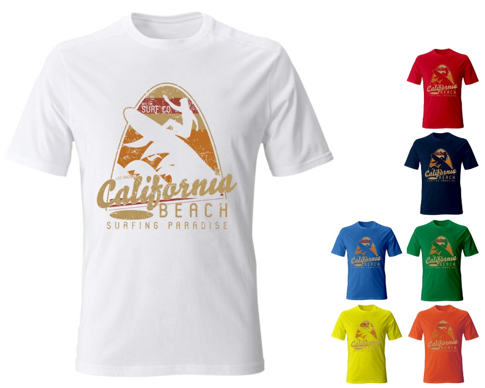 Tshirt maglietta Uomo manica corta vari colori cotone California beach