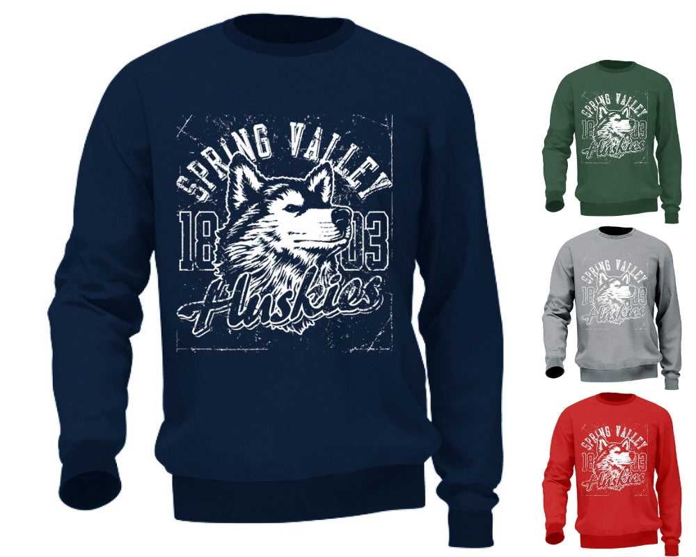 Felpa da Uomo no Cappuccio no Tasche Maglia Casual Cotone Huskies