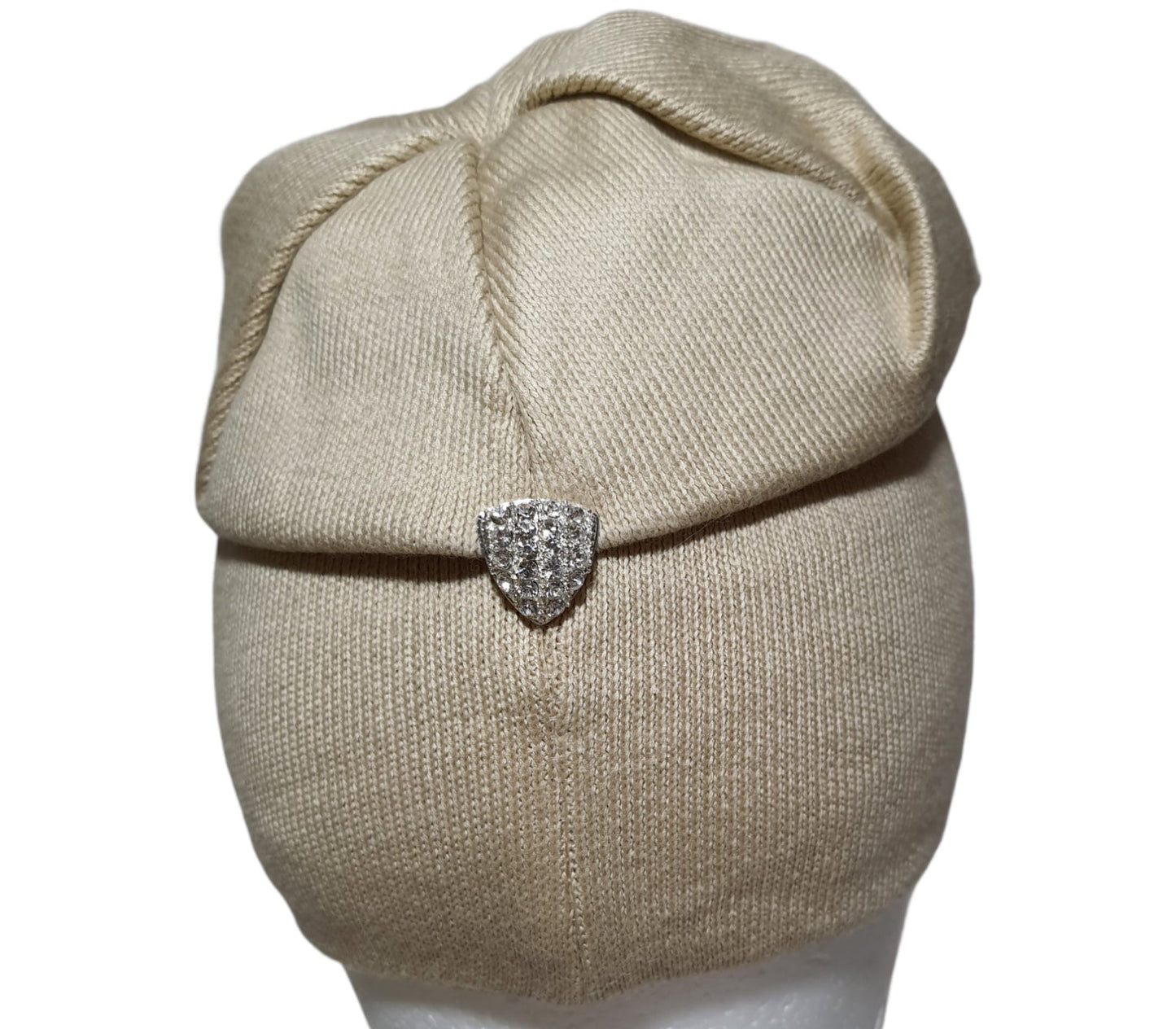 Berretto Cappello Donna Invernale Misto Cotone Decorazioni beige rear
