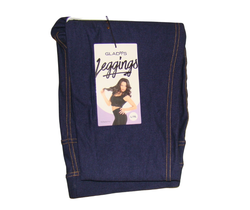 Leggings Donna invernale effetto jeans in caldo jersey felpato con tasche Gladys
