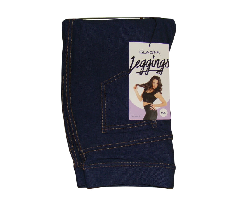 Leggings Donna invernale effetto jeans in caldo jersey felpato con tasche Gladys