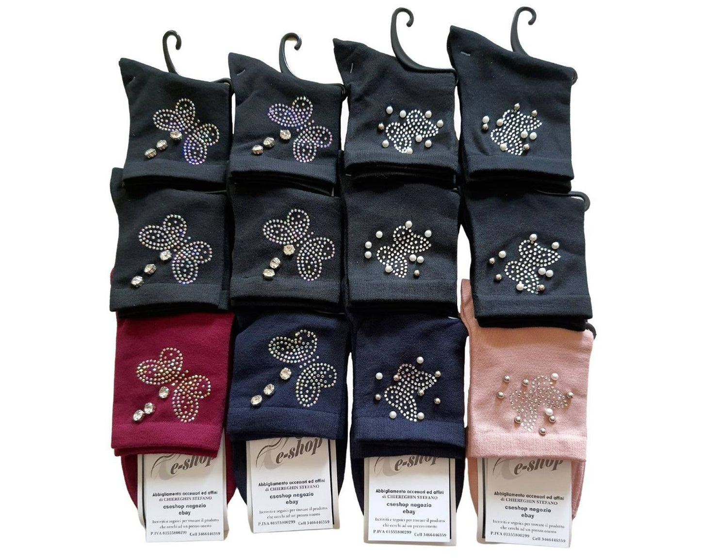 Calze Calzini Donna decorati Colorati Cotone Farfalla selezione 4 a
