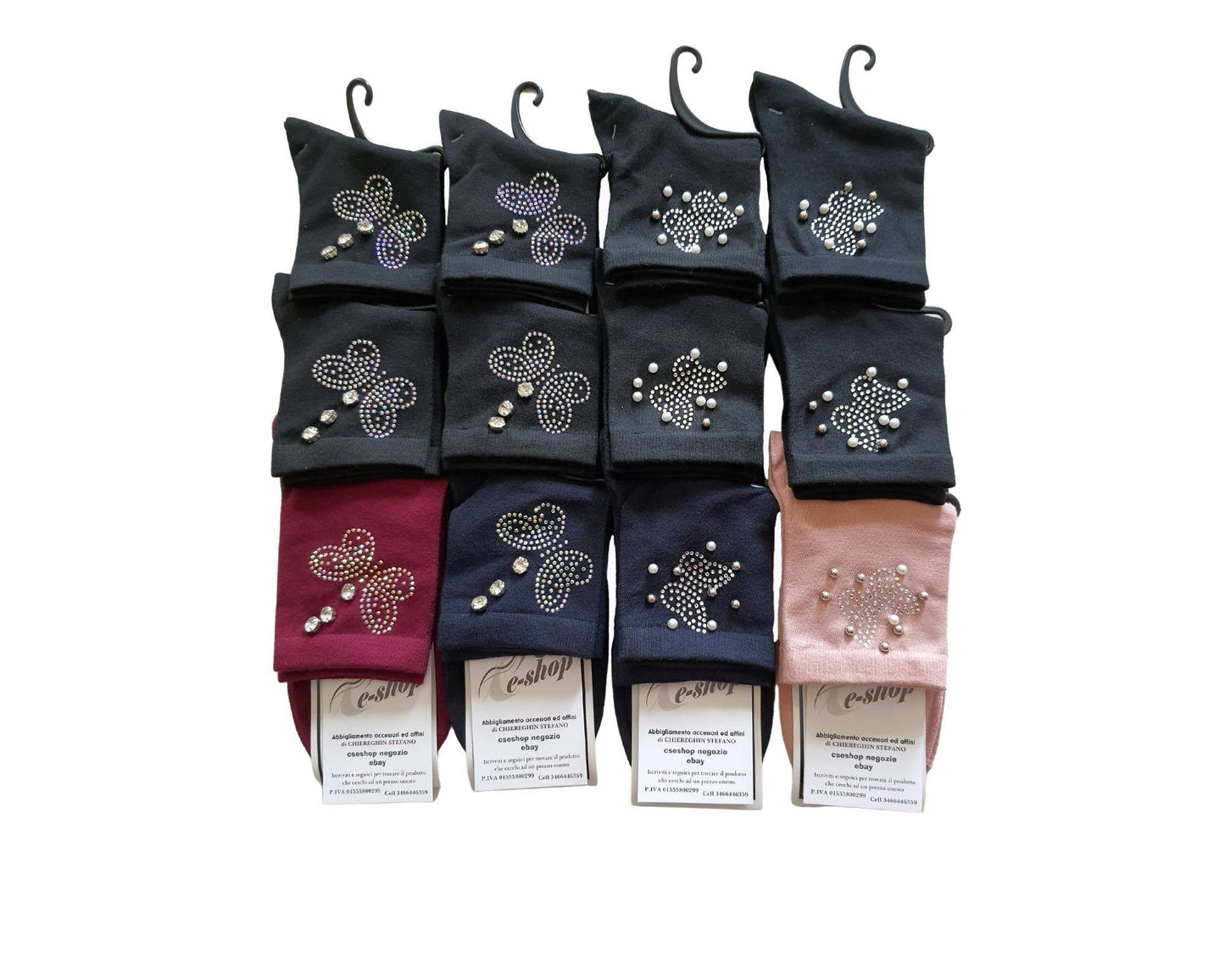 Calze Calzini Donna decorati Colorati Cotone Farfalla selezione 4