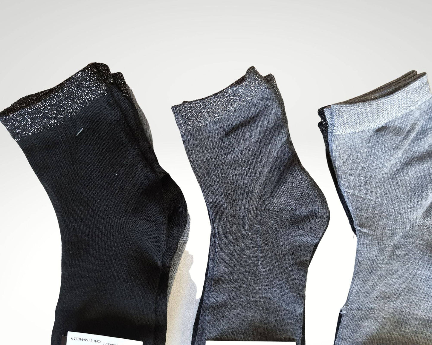 Calzini Donna Cotone Lurex colori nero grigio blu 12 paia dettaglio 11