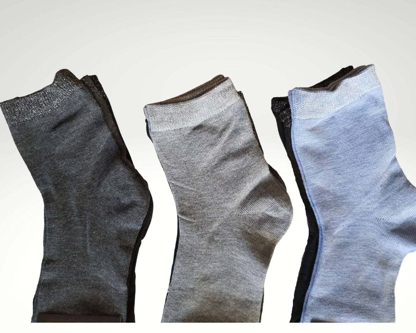 Calzini Donna Cotone Lurex colori nero grigio blu 12 paia dettaglio 12