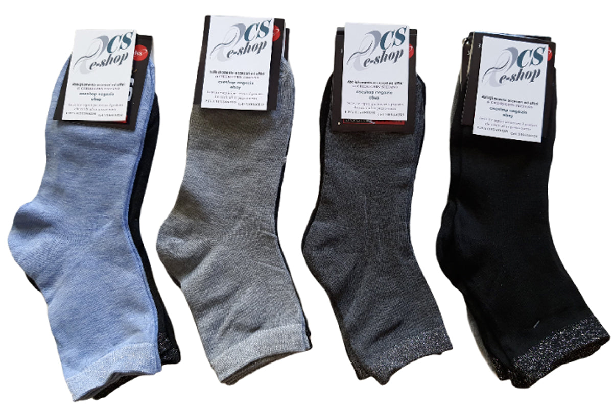 Calzini Donna Cotone Lurex colori nero grigio blu 12 paia dettaglio 10 A