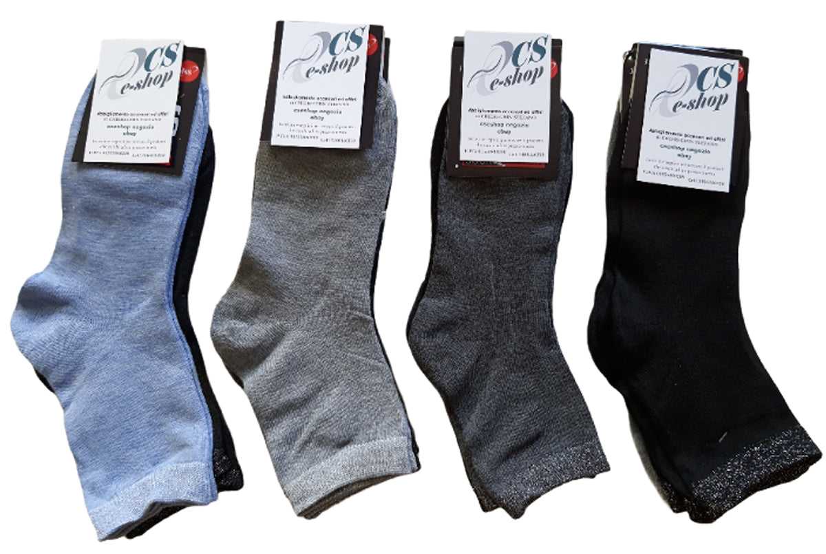 Calzini Donna Cotone Lurex colori nero grigio blu 12 paia dettaglio 10 A
