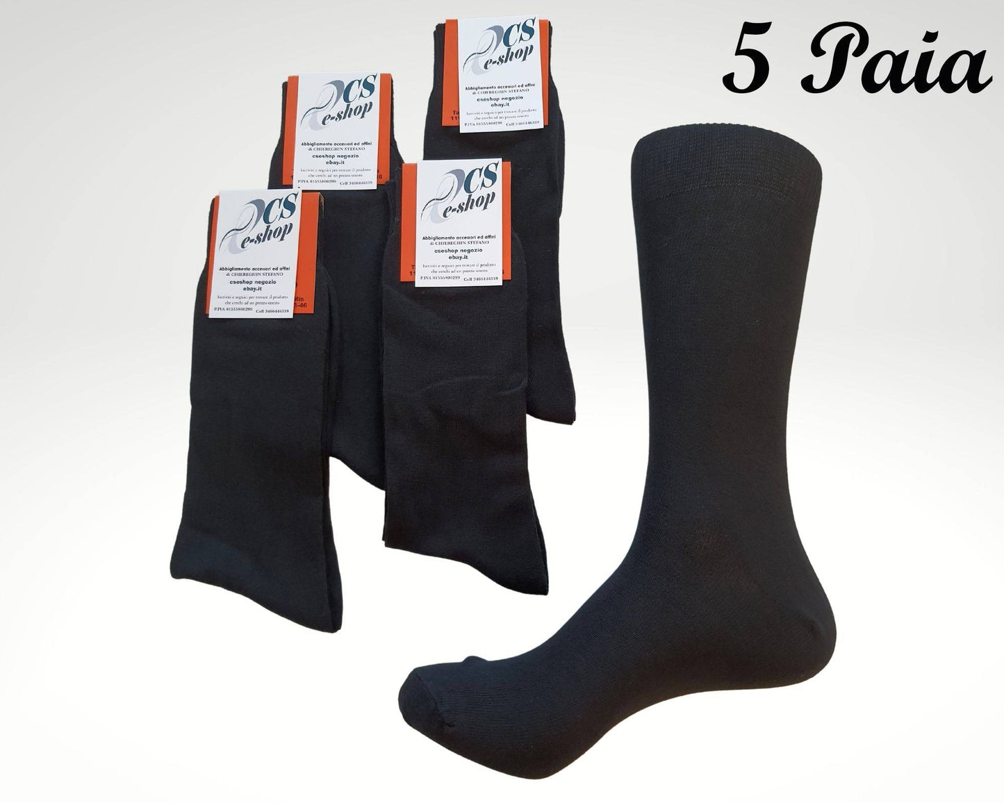 Calzini Calze Uomo Cotone Elastici 5 Paia Neri presentazione