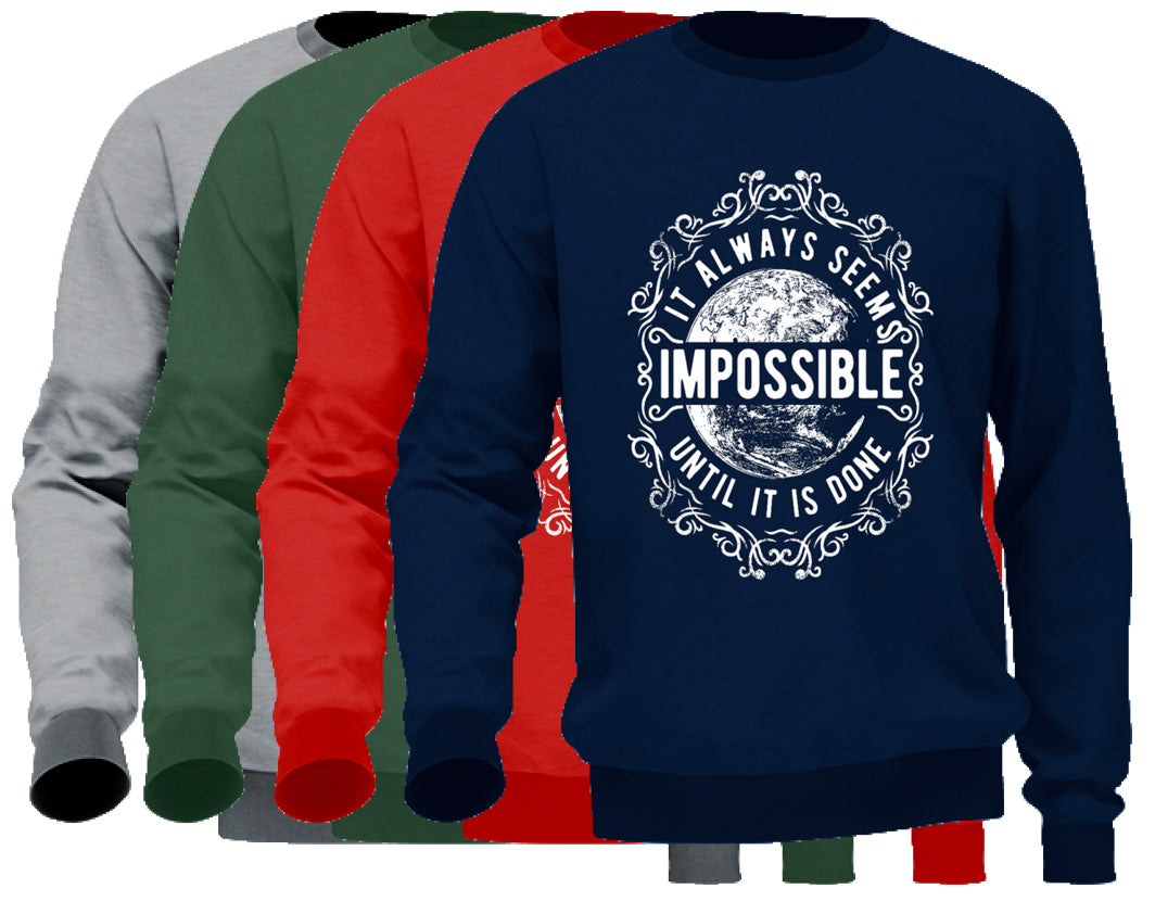 Felpa Uomo no Cappuccio e Tasche Cotone Tema Impossibile presentazione
