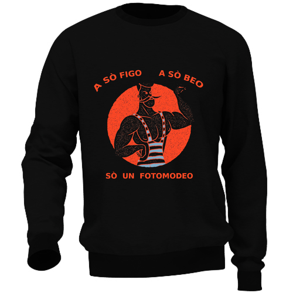 Felpa Maglia Uomo Fotomodeo humor Veneto colori vari Cotone