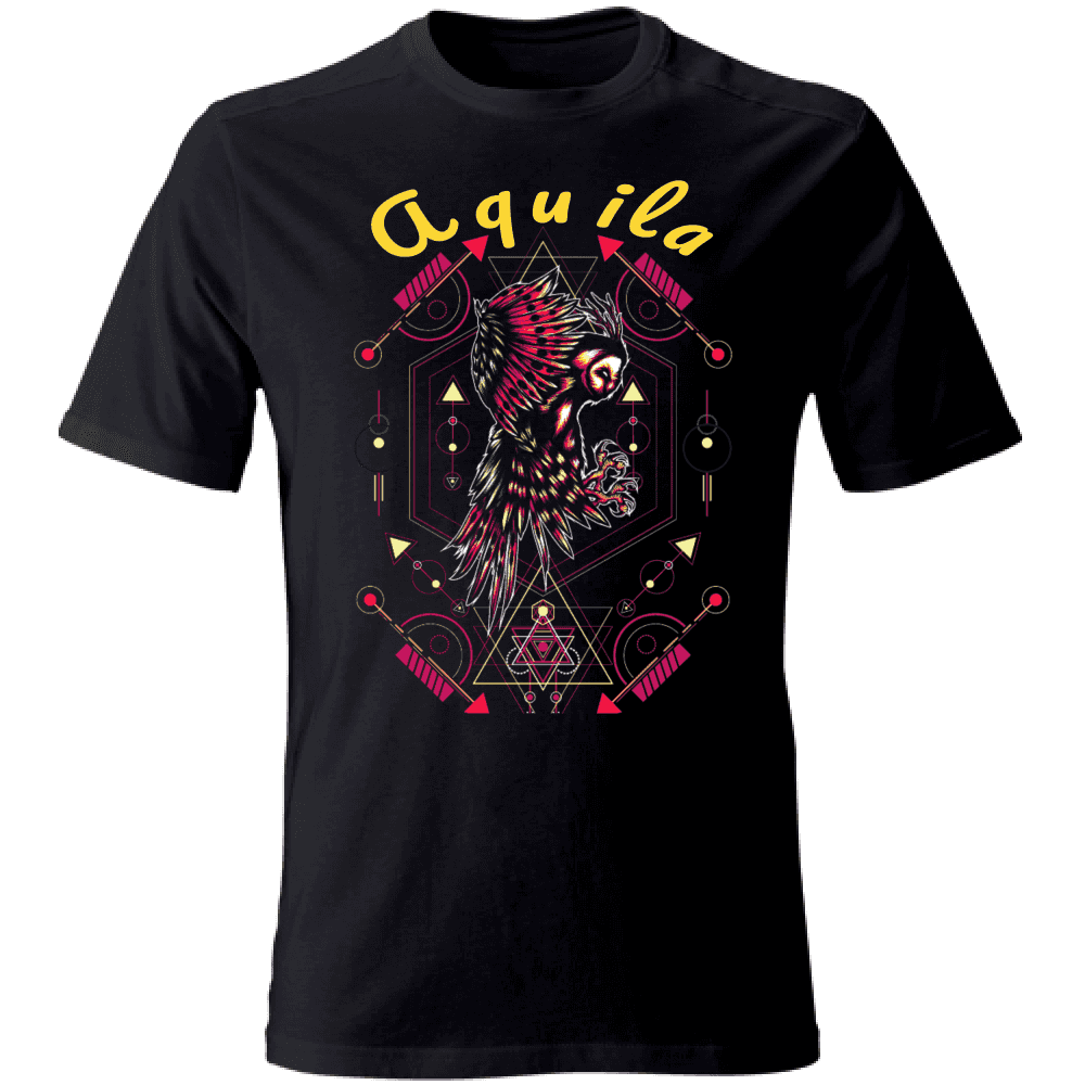 Tshirt maglietta Uomo manica corta vari colori cotone Aquila geometric nero