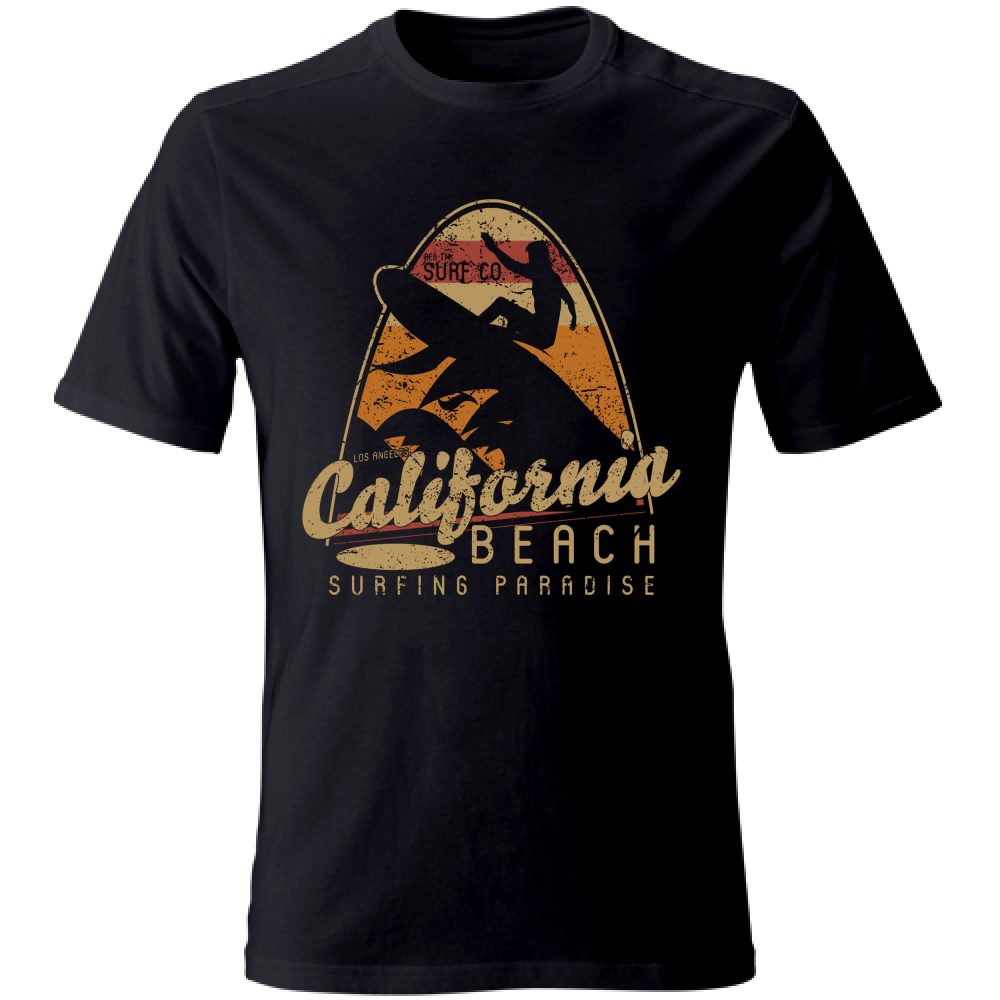 Tshirt maglietta Uomo manica corta vari colori cotone California beach nero