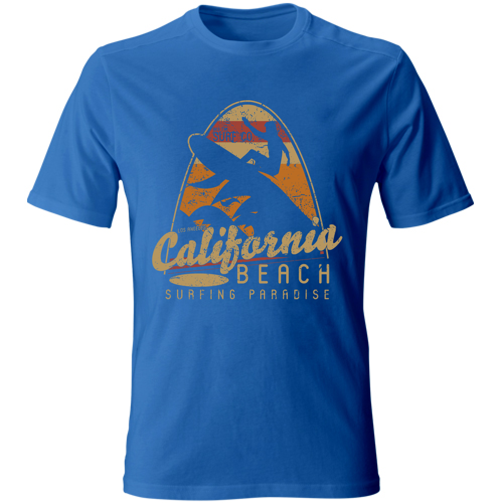 Tshirt maglietta Uomo manica corta vari colori cotone California beach blueroyal