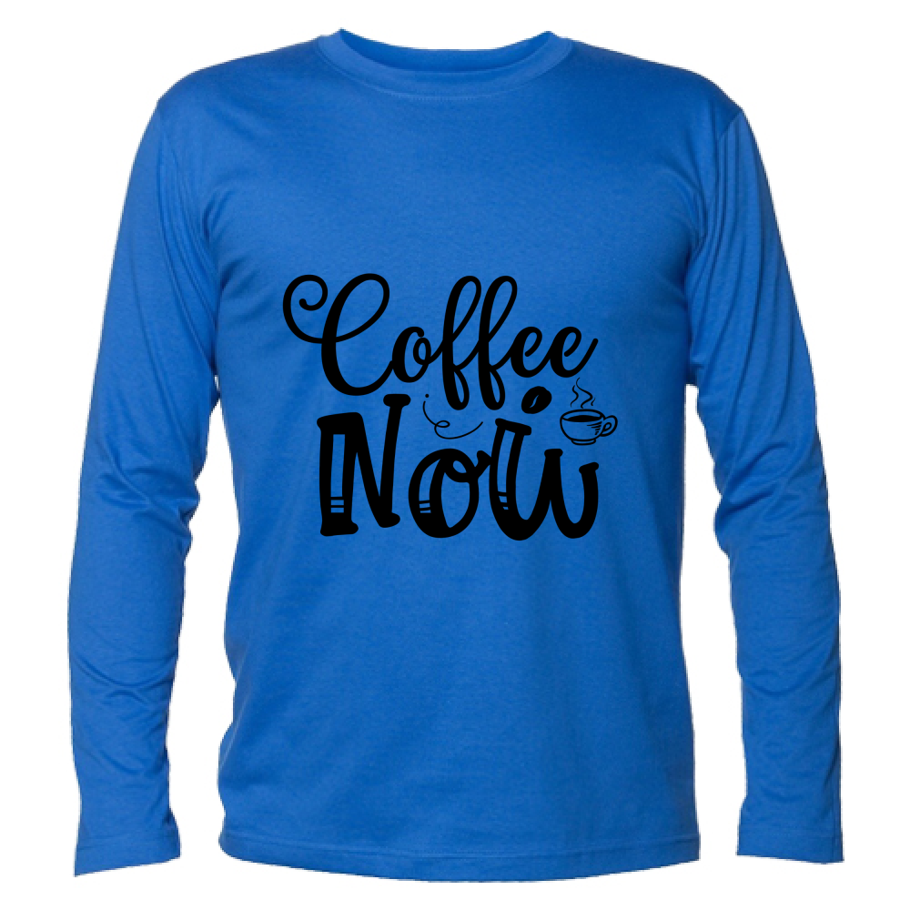 T-Shirt maglietta Uomo cotone jersey manica lunga pausa Caffè front blu