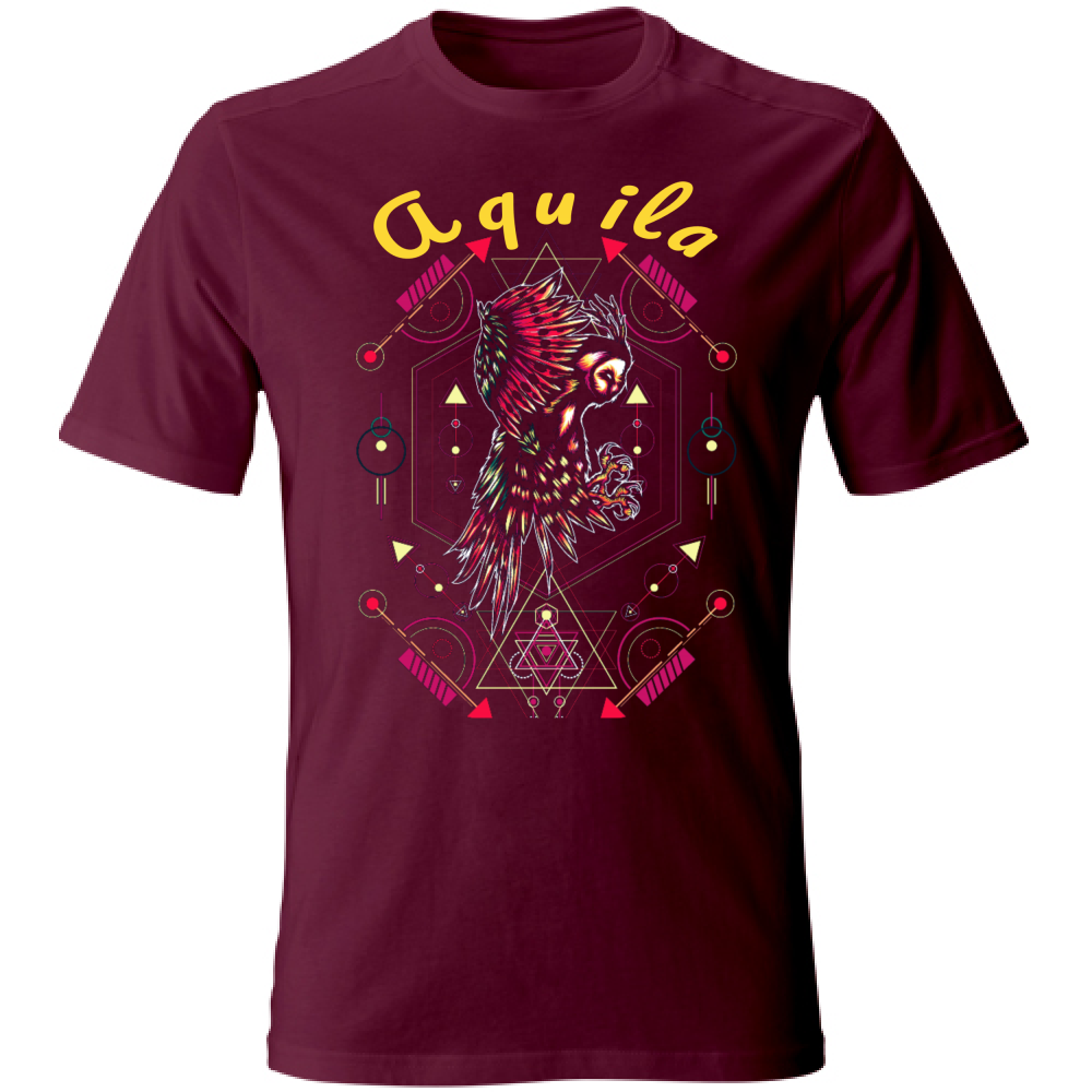 Tshirt maglietta Uomo manica corta vari colori cotone Aquila geometric bordeaux
