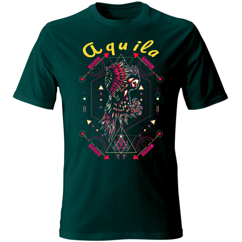 Tshirt maglietta Uomo manica corta vari colori cotone Aquila geometric verde bottiglia