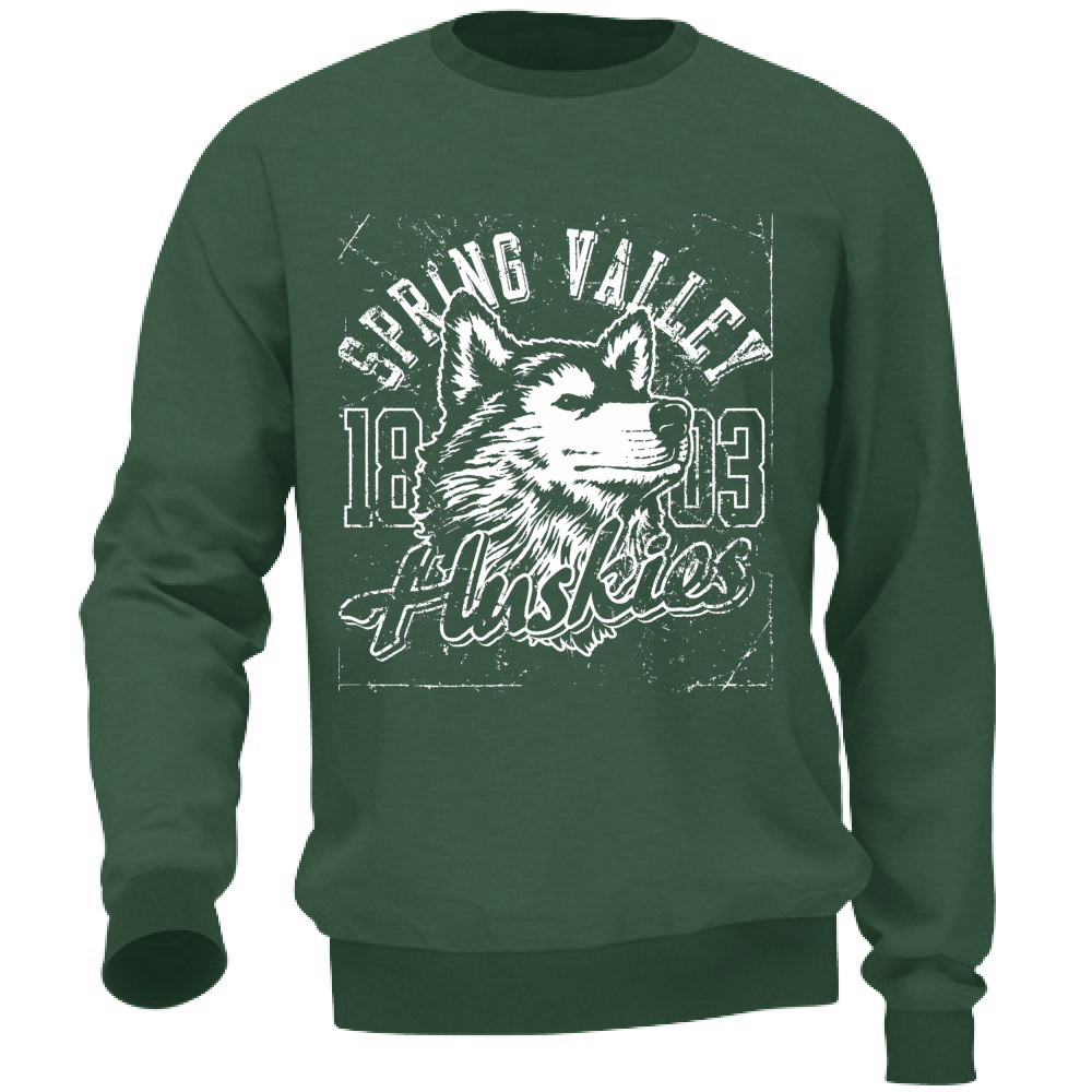 Felpa da Uomo no Cappuccio no Tasche Maglia Casual Cotone Huskies