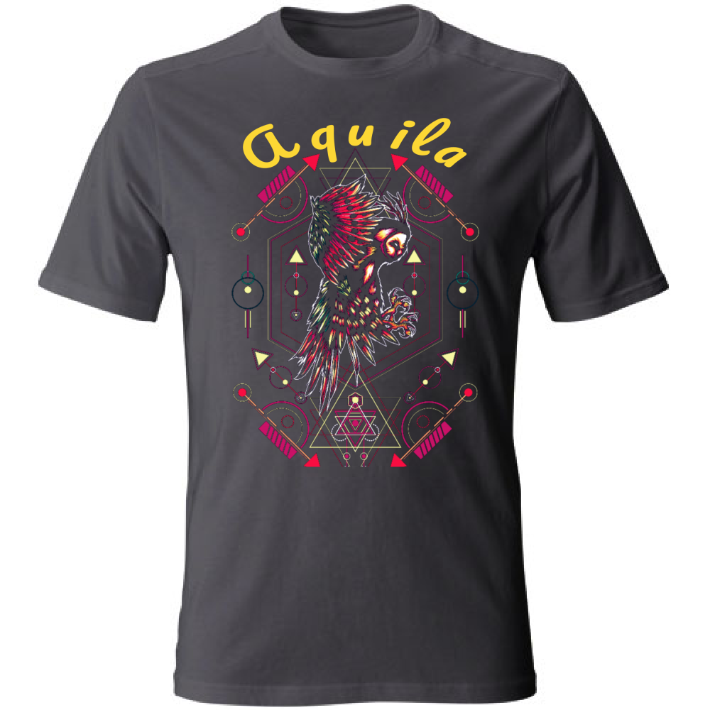 Tshirt maglietta Uomo manica corta vari colori cotone Aquila geometric grigio scuro