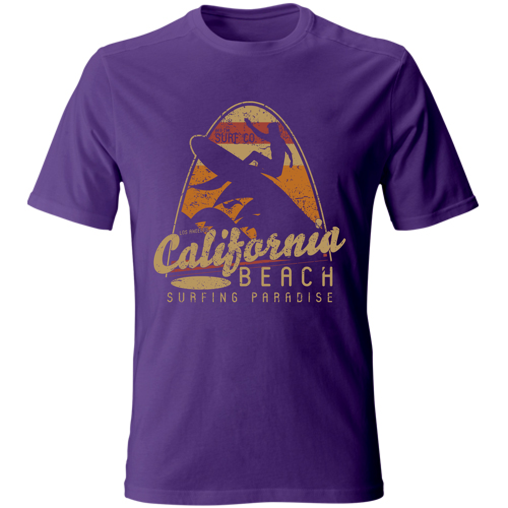 Tshirt maglietta Uomo manica corta vari colori cotone California beach viola