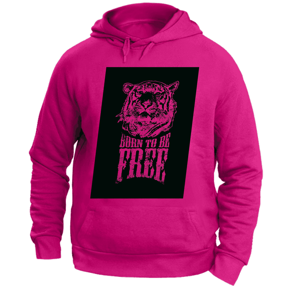 Felpa Maglia Uomo cappuccio Sport Tigre fucsia