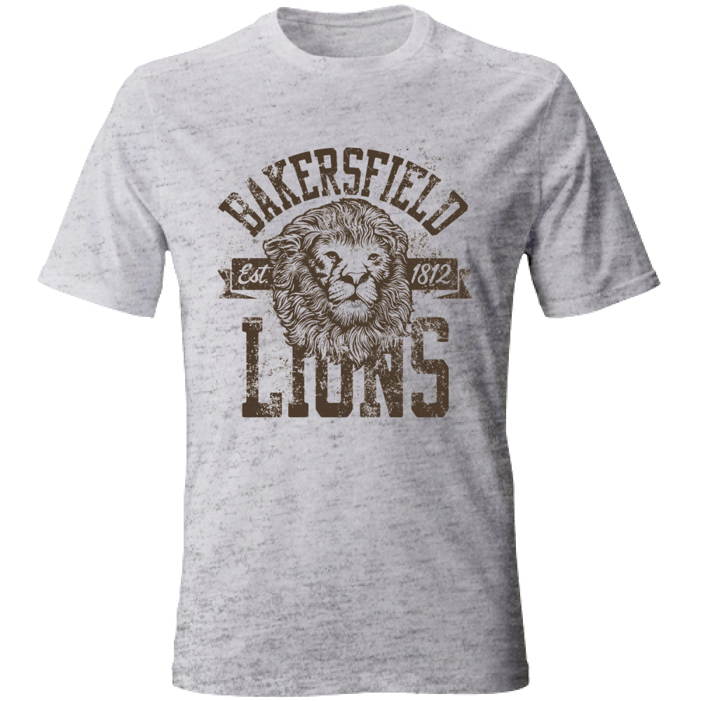 Maglietta uomo grigio chiaro effetto melange con stampa Leone, perfetta per outfit casual e moda urbana.