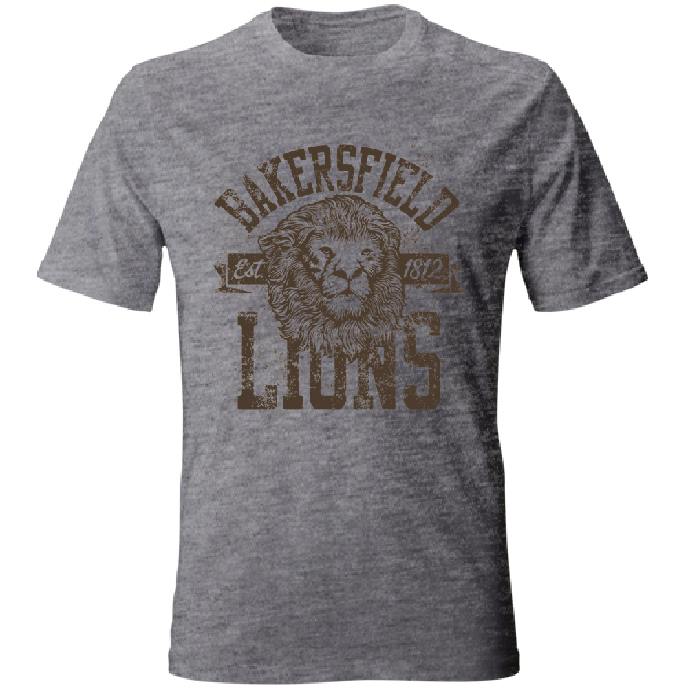 Tshirt uomo grigia in cotone con stampa Leone stile vintage, perfetta per abbigliamento maschile casual e urbano.
