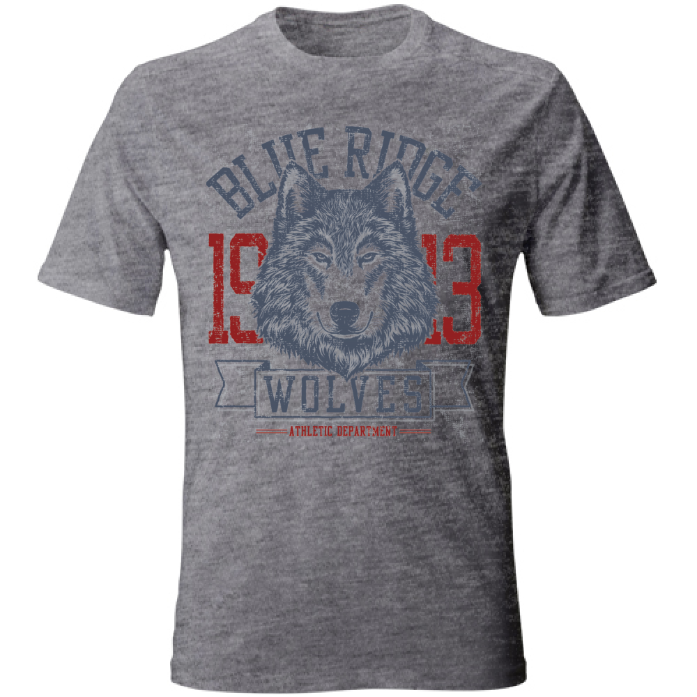 Tshirt Uomo manica corta vari colori cotone Wolves Lupo maglietta heater Grey