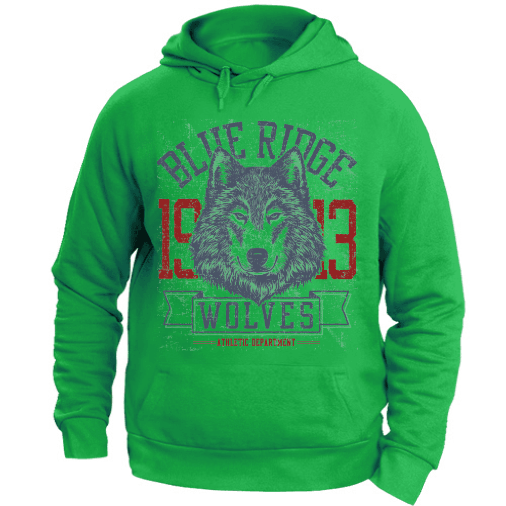 Felpa Maglia Uomo cappuccio Sport Lupo wolves verde