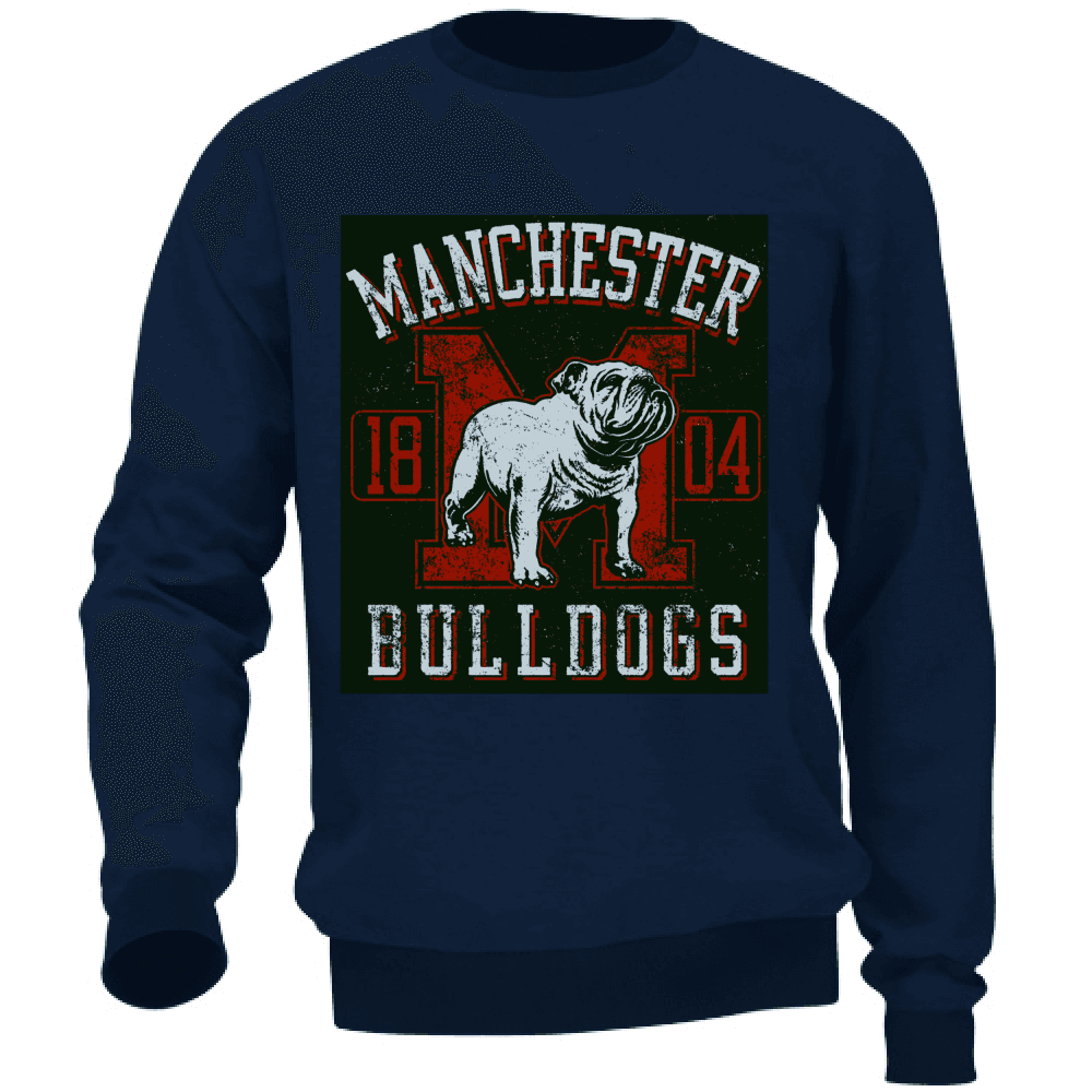 Felpa Uomo Invernale no Zip Senza Cappuccio Maglione sport Bulldogs