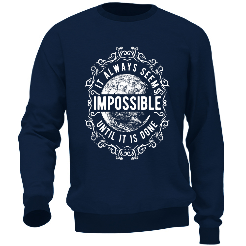 Felpa Uomo no Cappuccio e Tasche Cotone Tema Impossibile navy