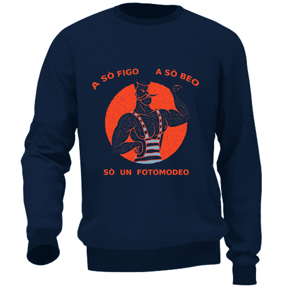Felpa Maglia Uomo Fotomodeo humor Veneto colori vari Cotone