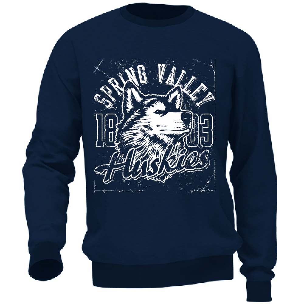 Felpa da Uomo no Cappuccio no Tasche Maglia Casual Cotone Huskies