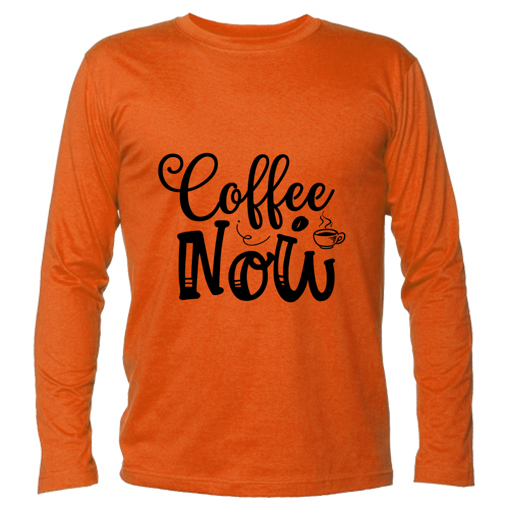 T-Shirt maglietta Uomo cotone jersey manica lunga pausa Caffè front arancione