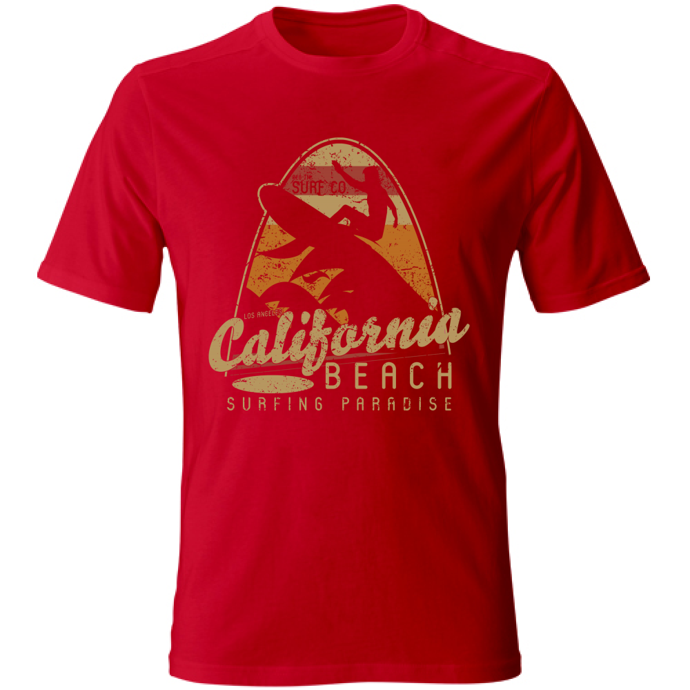 Tshirt maglietta Uomo manica corta vari colori cotone California beach rosso
