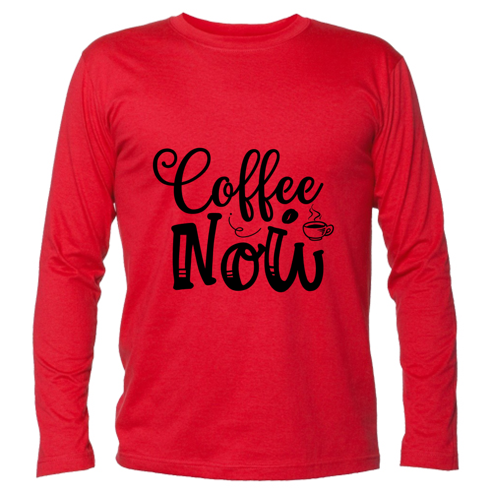 T-Shirt maglietta Uomo cotone jersey manica lunga pausa Caffè front rosso
