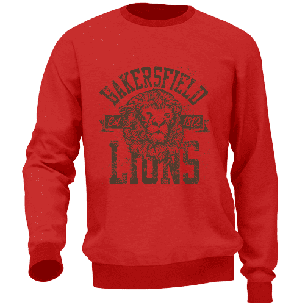 Felpa Maglia Uomo Lions Leone Casual Cotone Rosso