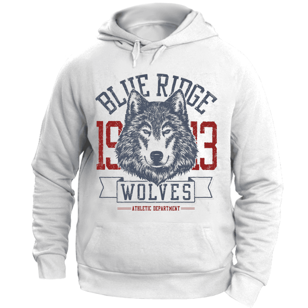 Felpa Maglia Uomo cappuccio Sport Lupo wolves bianco