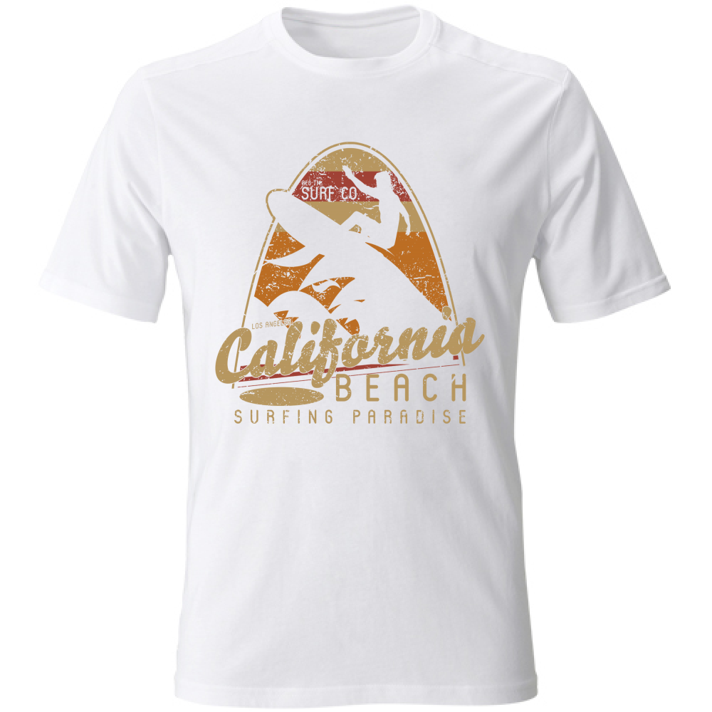 Tshirt maglietta Uomo manica corta vari colori cotone California beach bianco