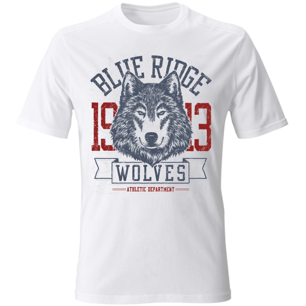 Tshirt Uomo manica corta vari colori cotone Wolves Lupo maglietta bianco
