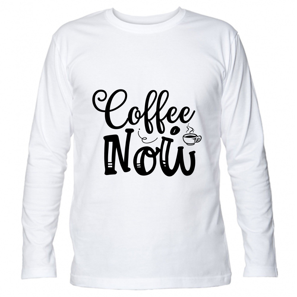 T-Shirt maglietta Uomo cotone jersey manica lunga pausa Caffè front bianco
