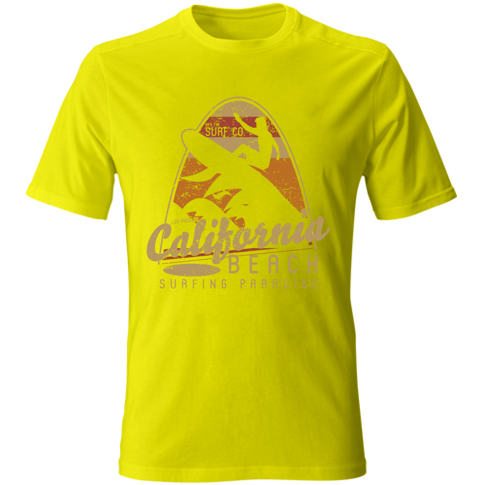 Tshirt maglietta Uomo manica corta vari colori cotone California beach giallo