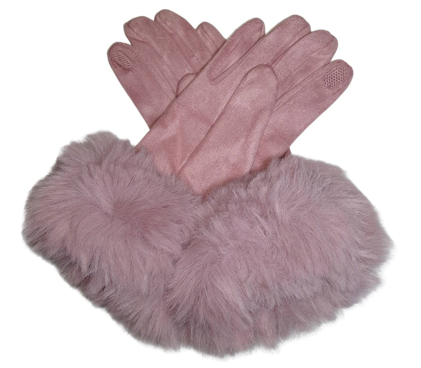 Guanti donna invernali touch screen simil pelo pelliccia vari colori