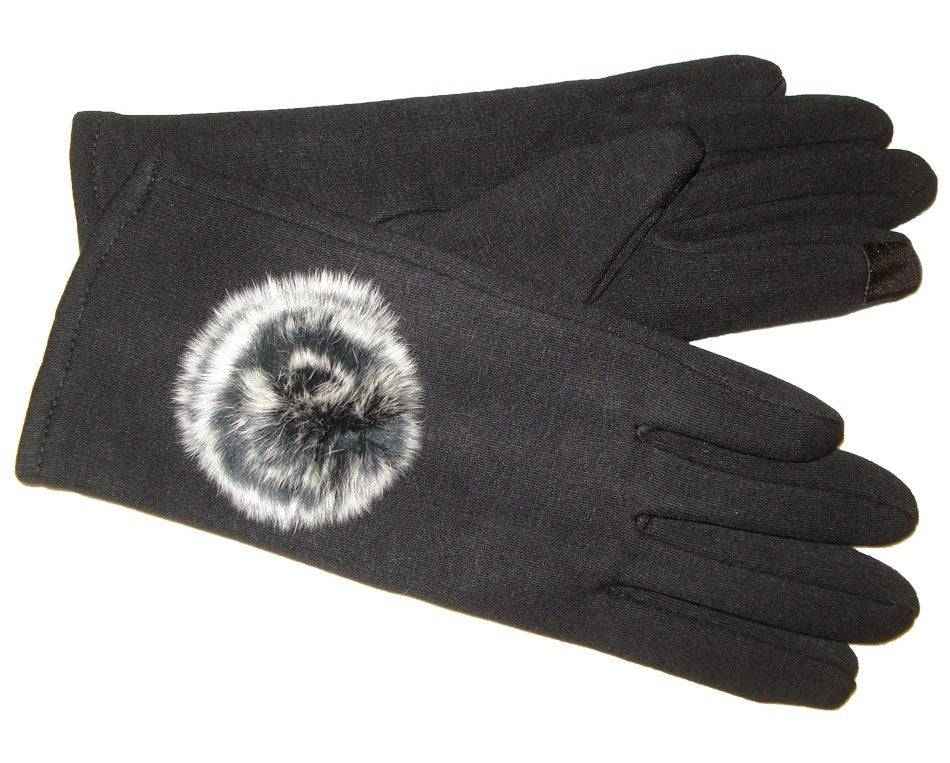 Guanti donna invernali pompon pelo pelliccia touchscreen eleganti