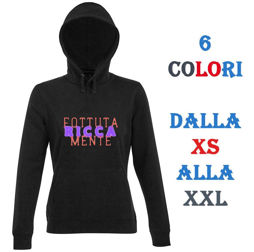 Felpa Maglia Donna cappuccio tema ricchezza presentazione