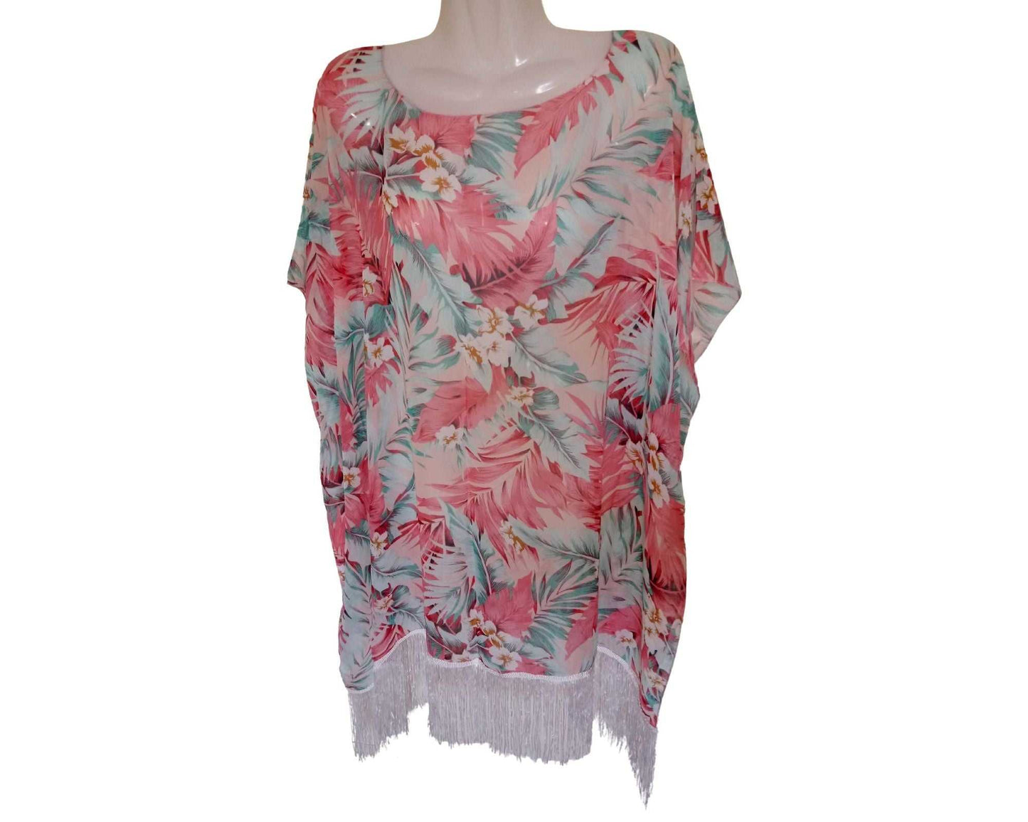 Caftano copricostume kaftano maglia tunica estivo donna rosa verde 1